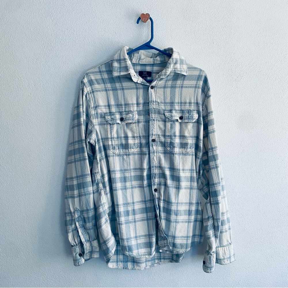 George Classic Blue and White Plaid Button Down Shirt
